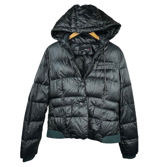 Ralph Lauren RLX Olive Green Puffer Jacket Size L Goose Down Quilted - Picture 1 of 16